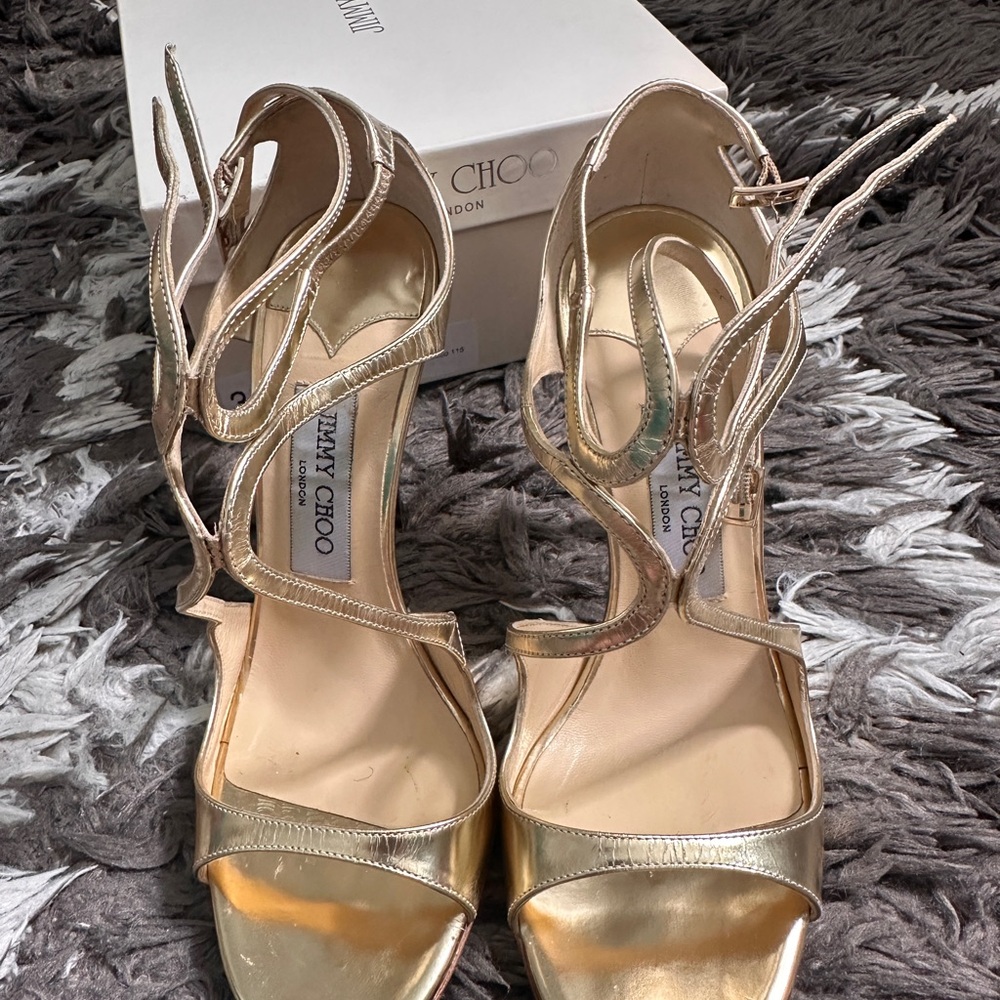 Jimmy Choo Gold Heels with Metallic Finish